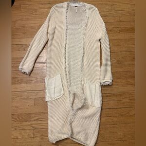 Free People Woodstock Longline Cardigan – Ivory/Cream – Size Medium